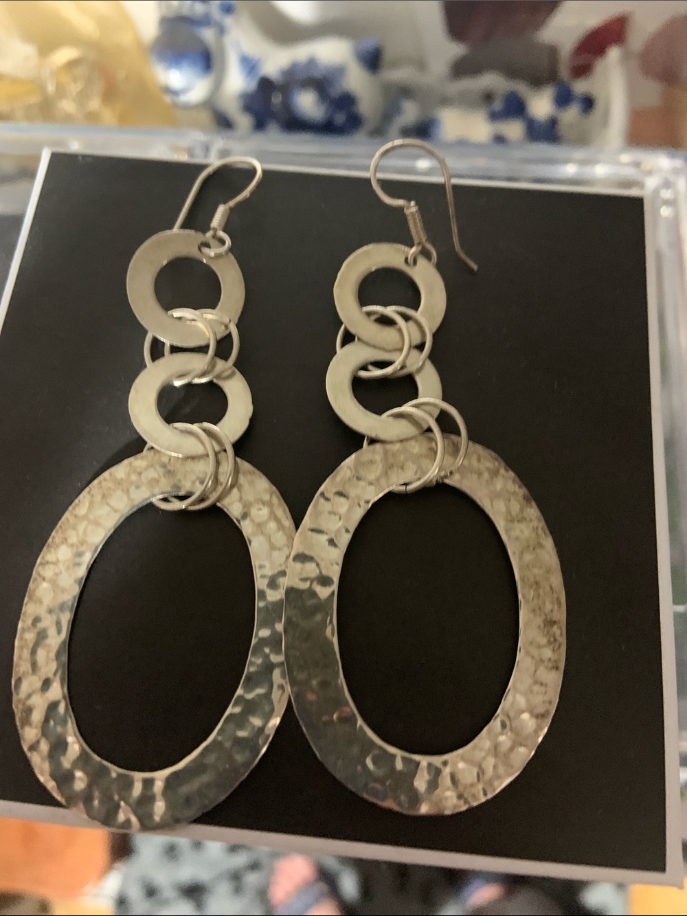 Oval sterling silver earrings